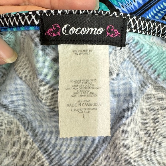 Cocomo Blue Shades Geometric Design Asymmetrical Tunic - Picture 5 of 5